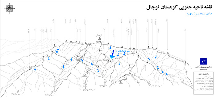 مناطق مستعد ریزش بهمن در کوهستان توچال